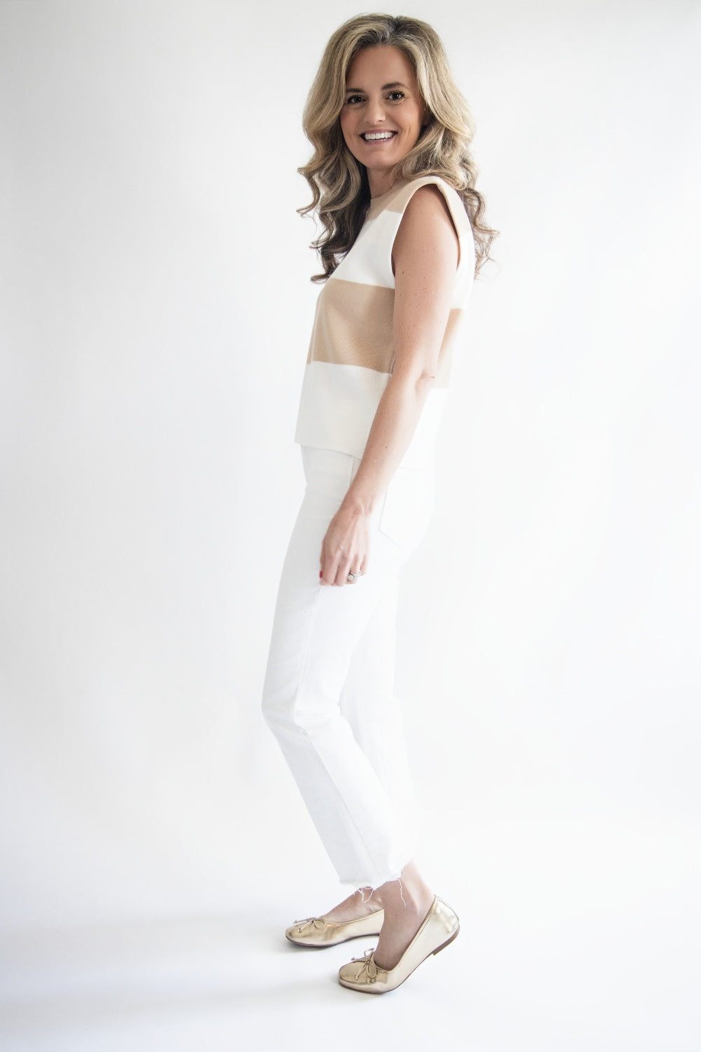 Block Striped Knitted Sleeveless Top