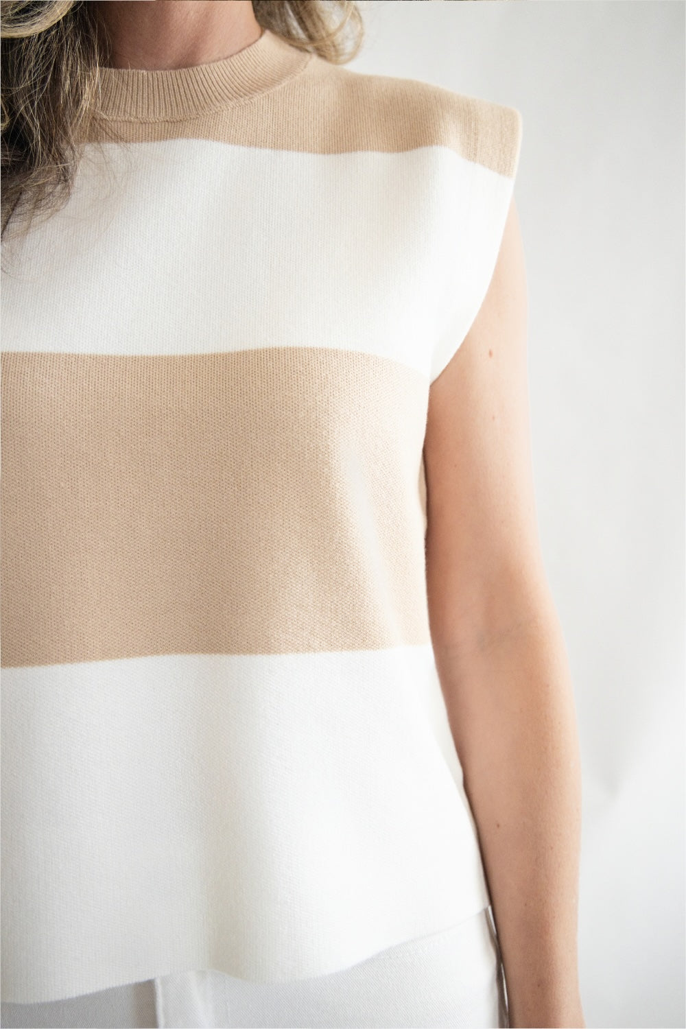 Block Striped Knitted Sleeveless Top