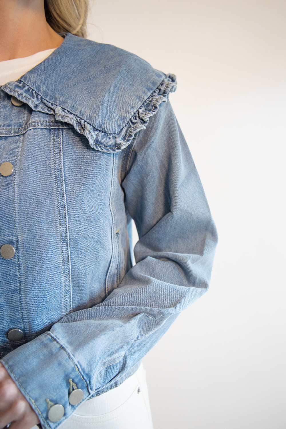 Ruffle Collar Denim Jacket