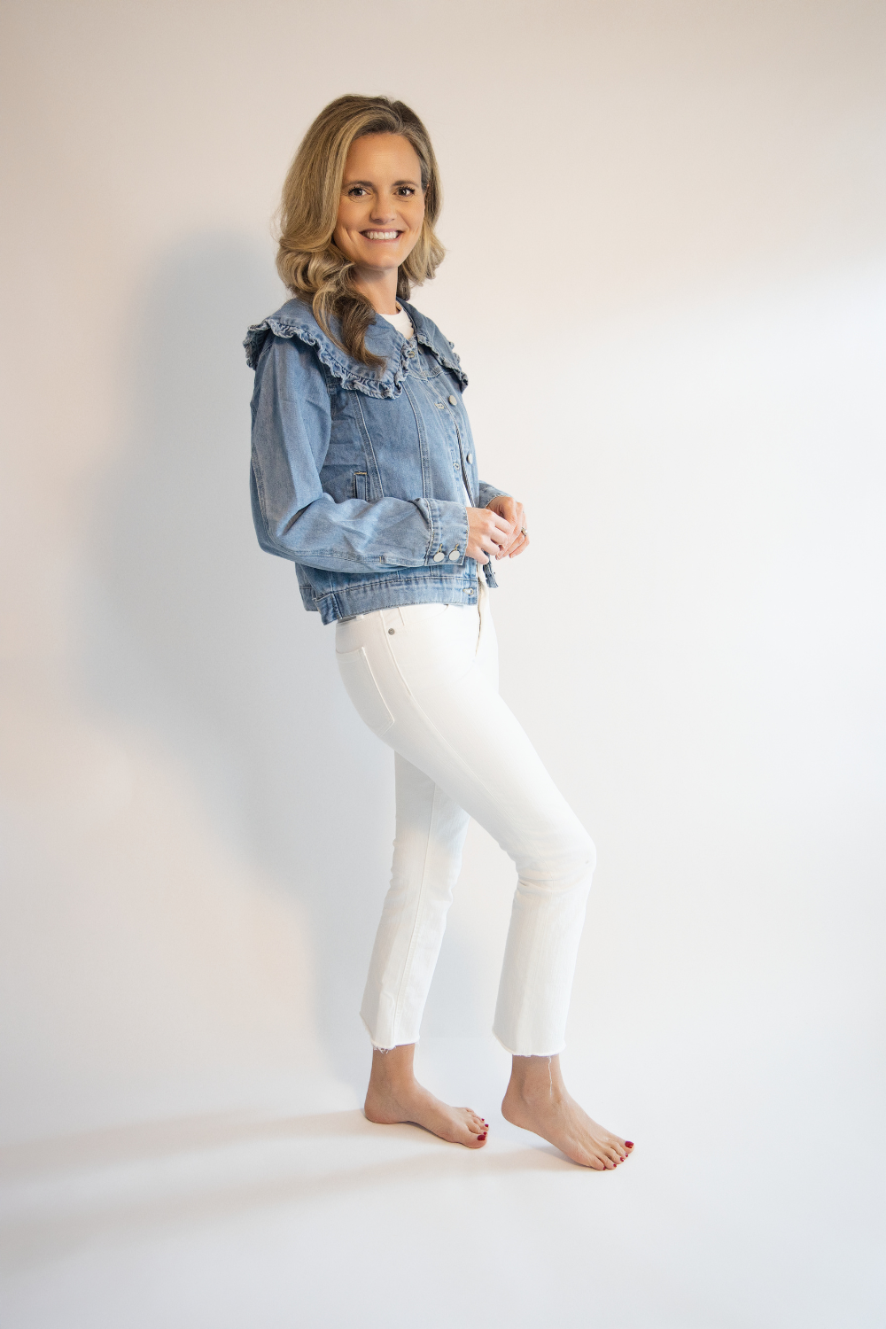 Ruffle Collar Denim Jacket