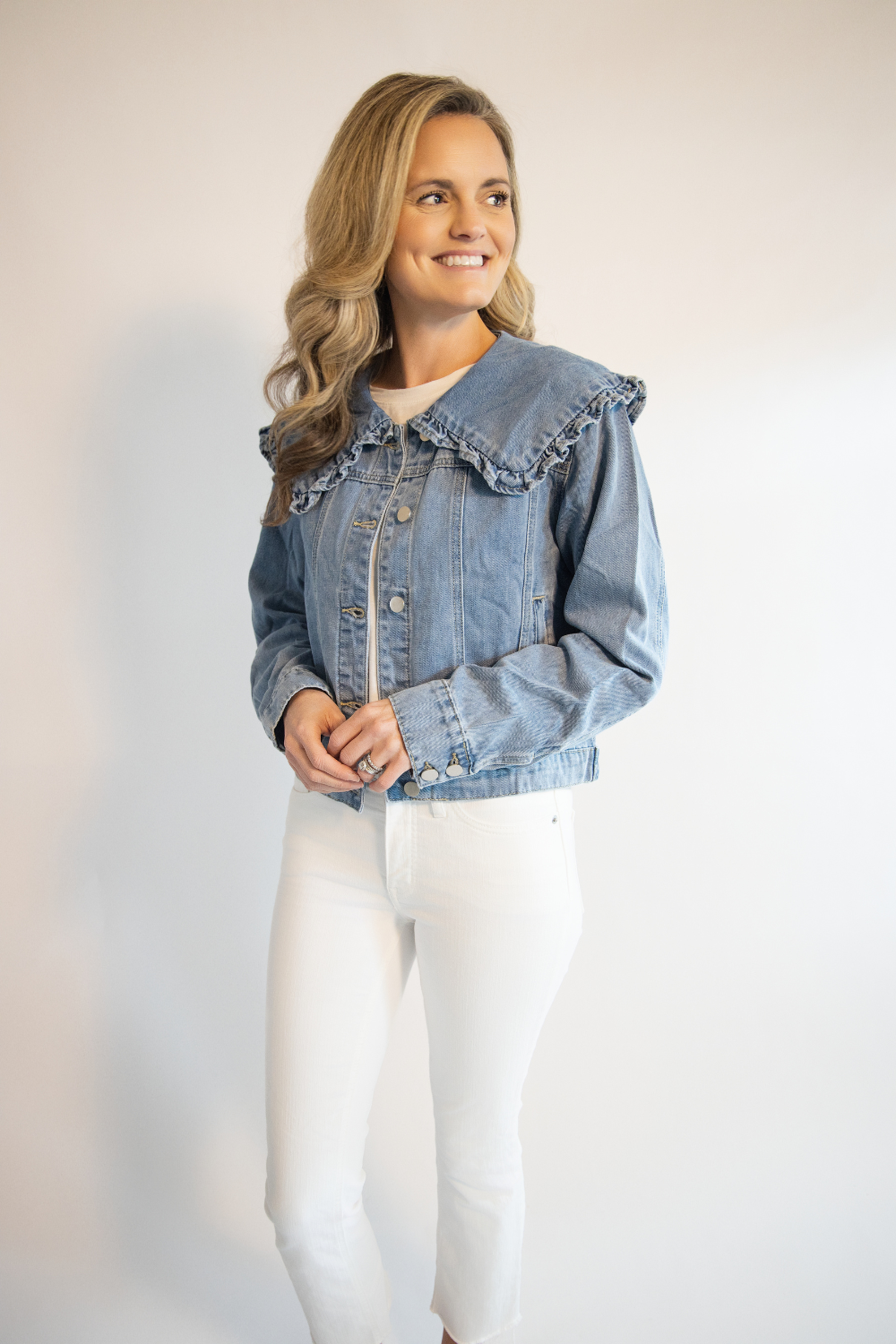 Ruffle Collar Denim Jacket