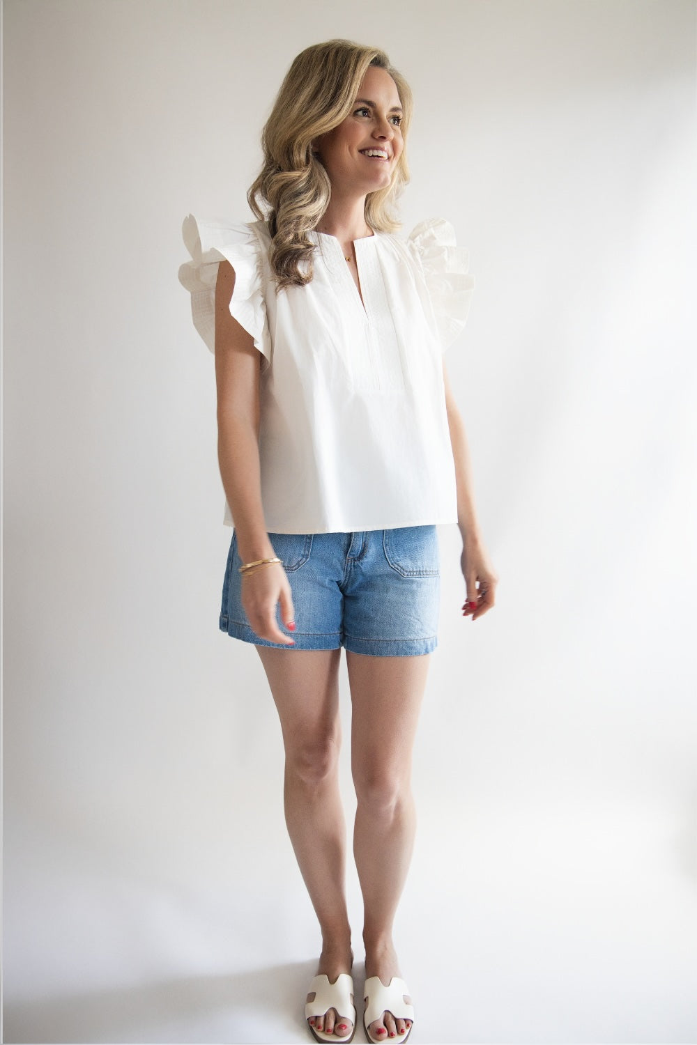 Flutter Sleeve Poplin Top