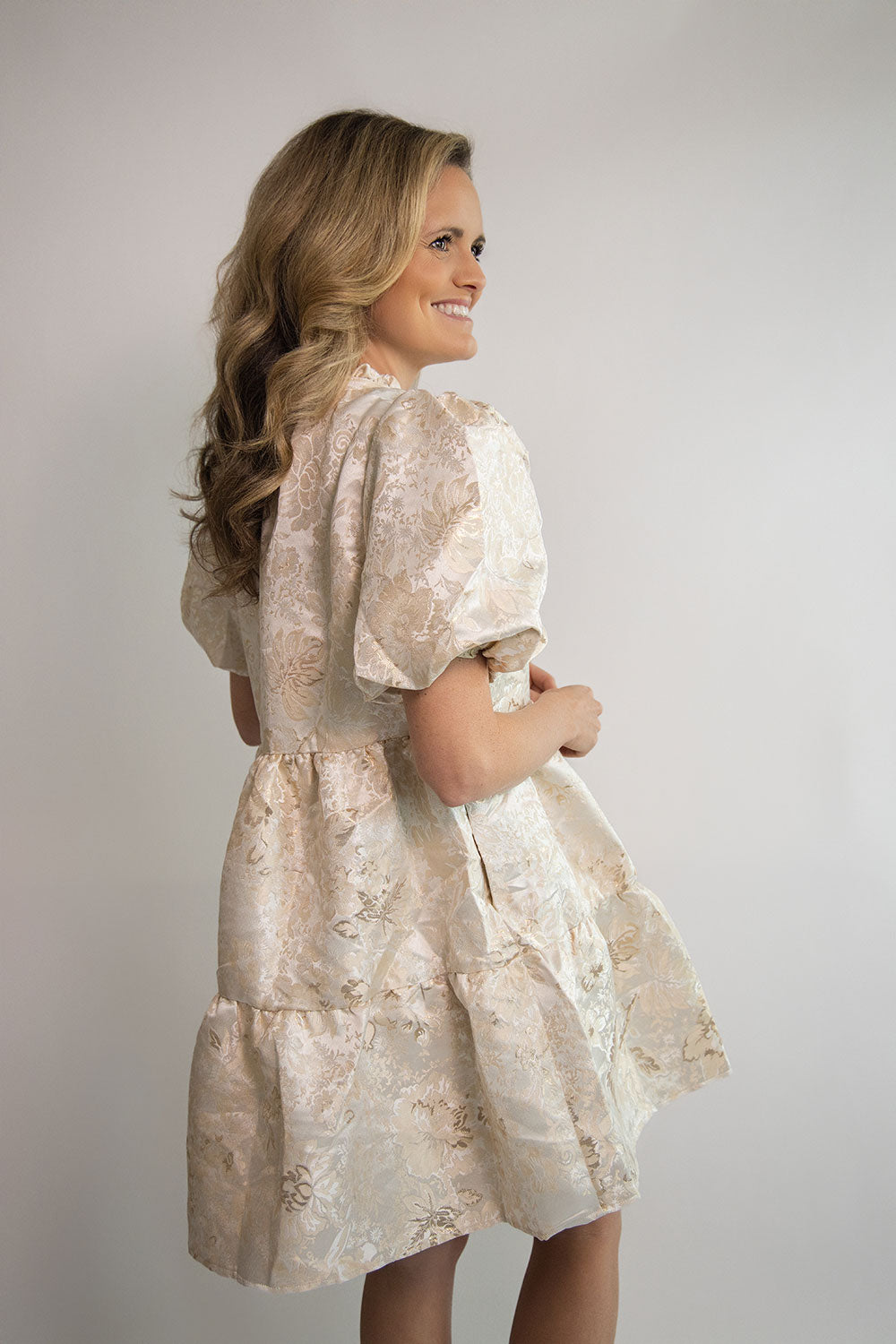 Jacquard Babydoll Mini Dress