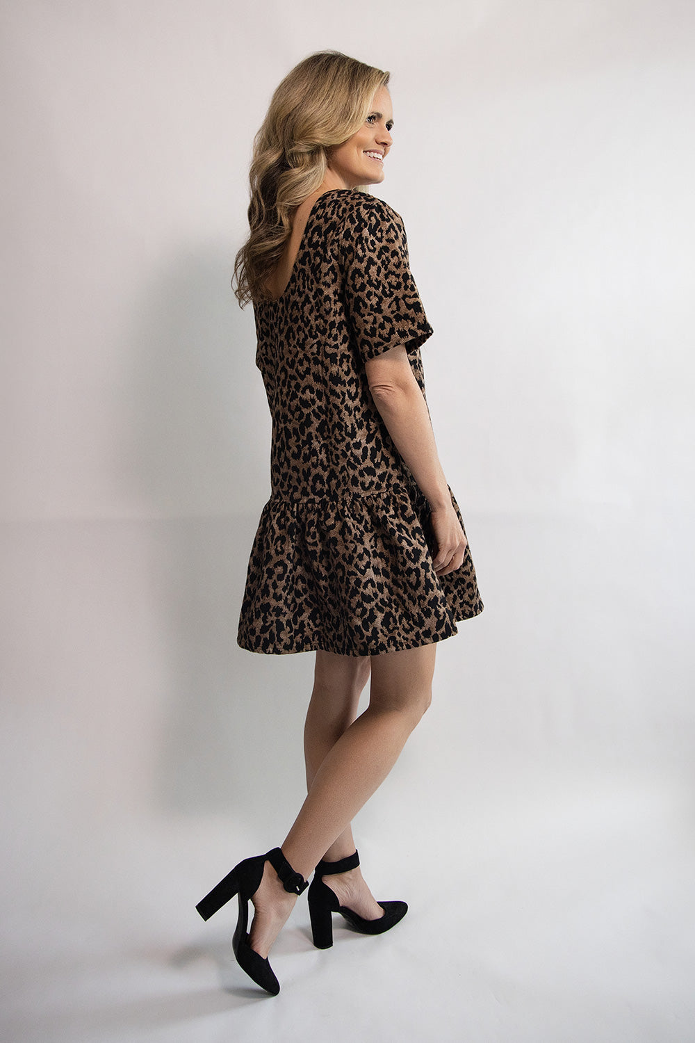 Two-way Leopard Print Ruffled Mini Dress