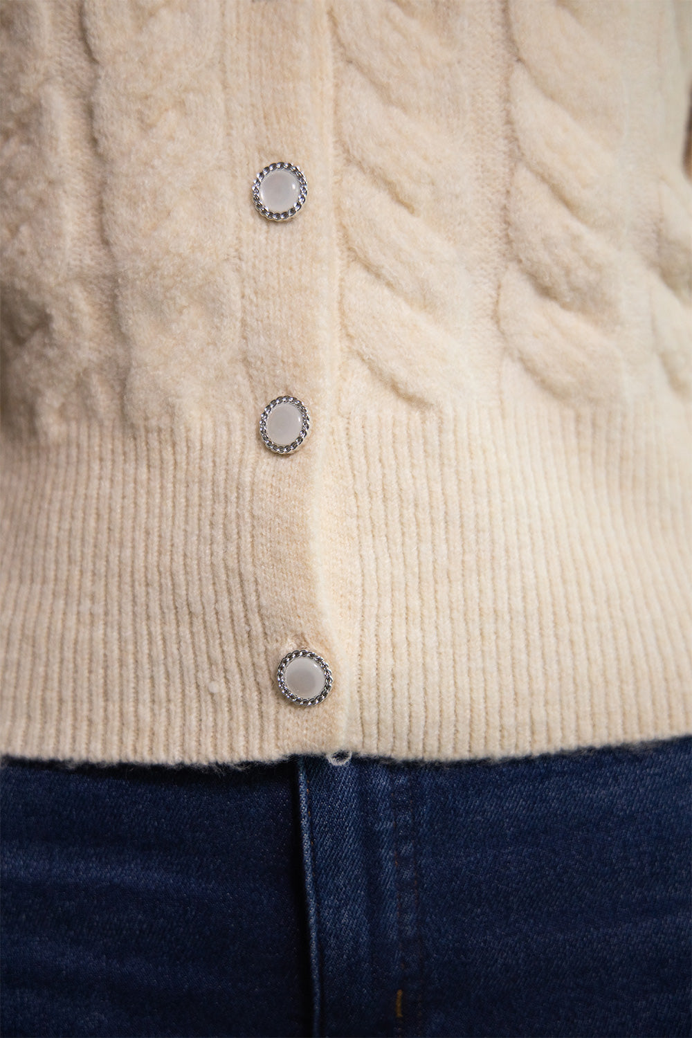 Button Front Cropped Cardigan