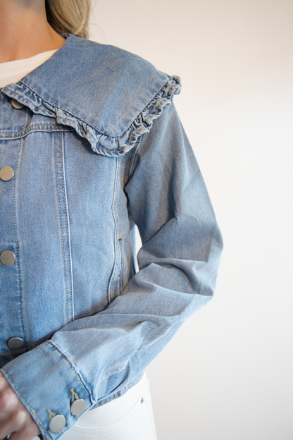 Ruffle Collar Denim Jacket