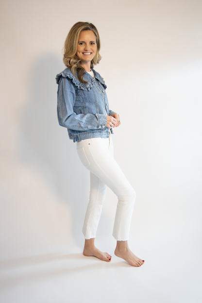 Ruffle Collar Denim Jacket