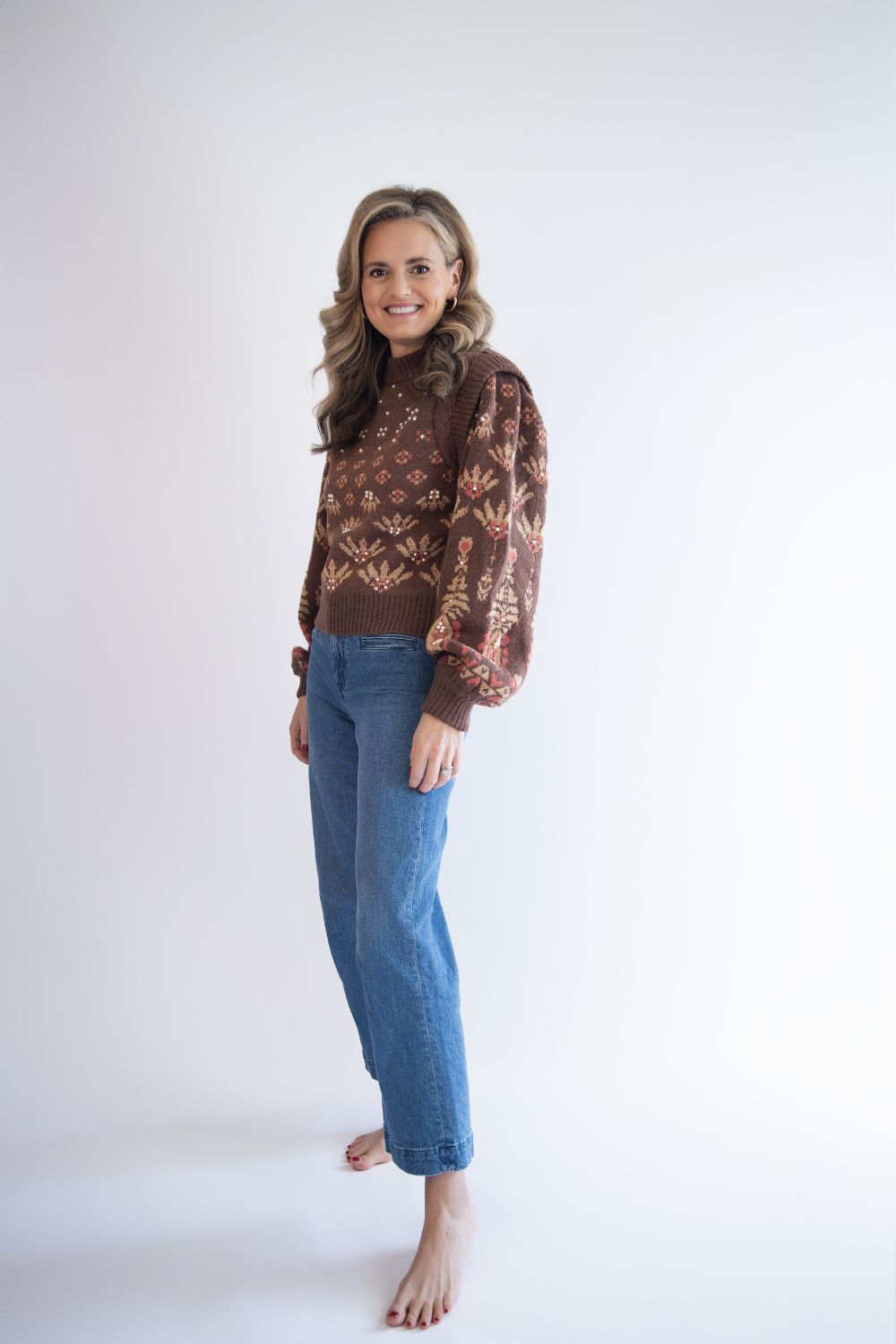 Pearl Embellished Puff Sleeve Sweater