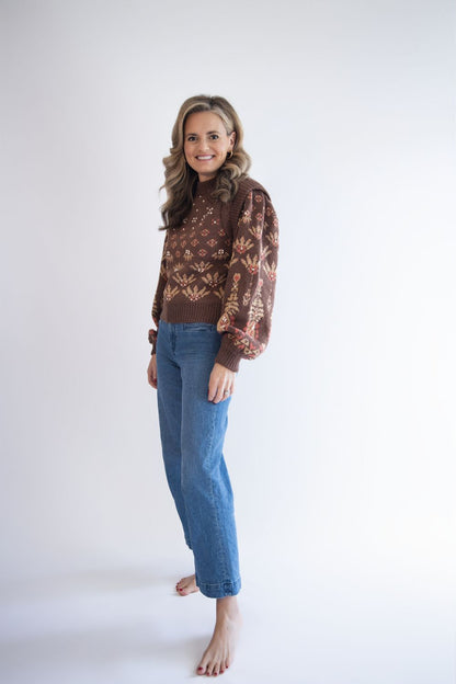 Pearl Embellished Puff Sleeve Sweater