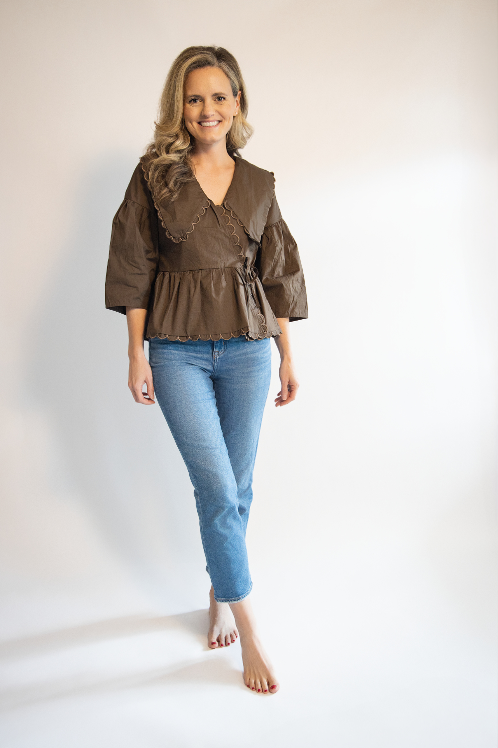 Peter Pan Collar Wrap Front Top