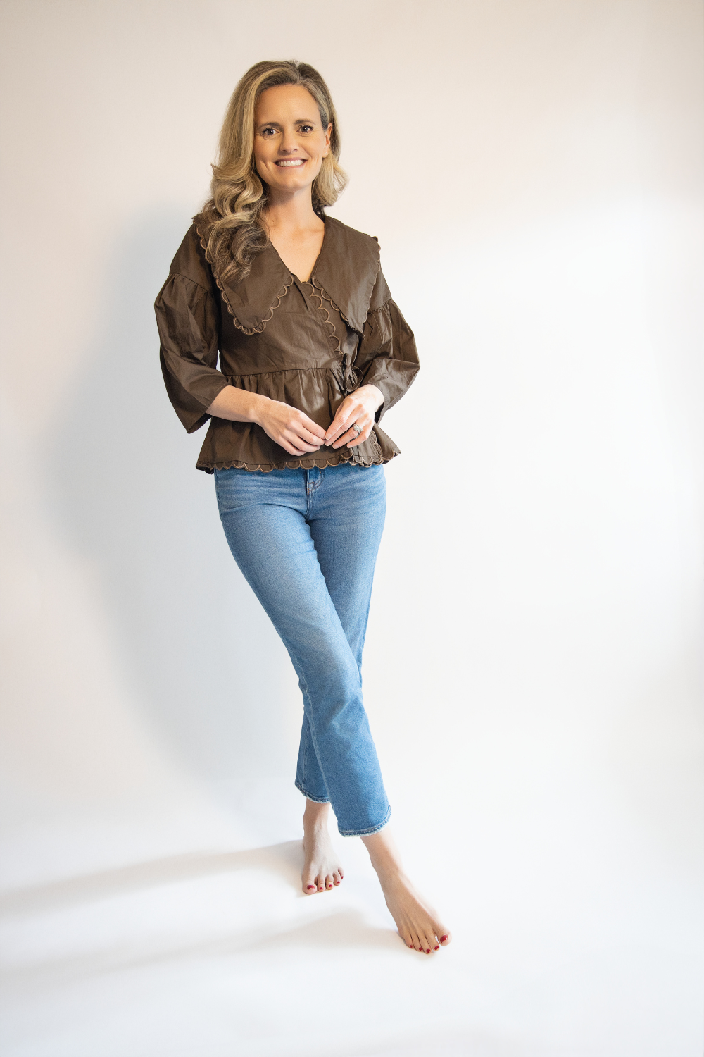 Peter Pan Collar Wrap Front Top