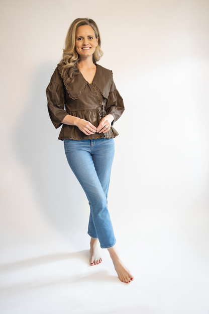 Peter Pan Collar Wrap Front Top