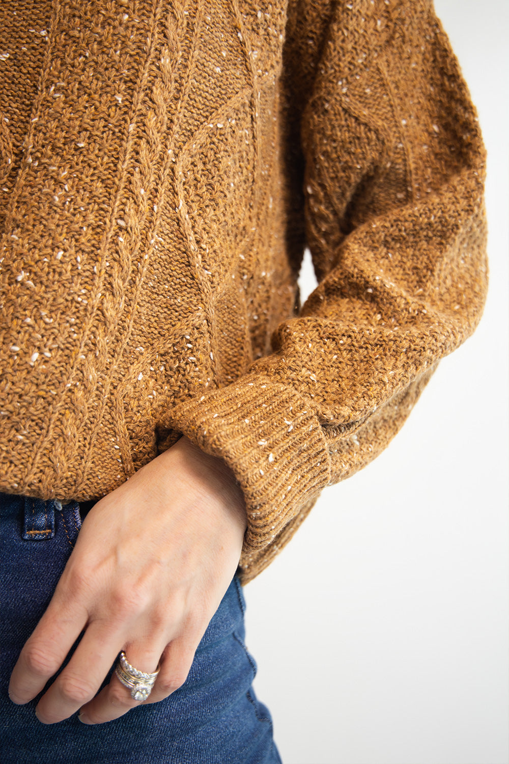 Mocha Cable Knit Half Zip Sweater