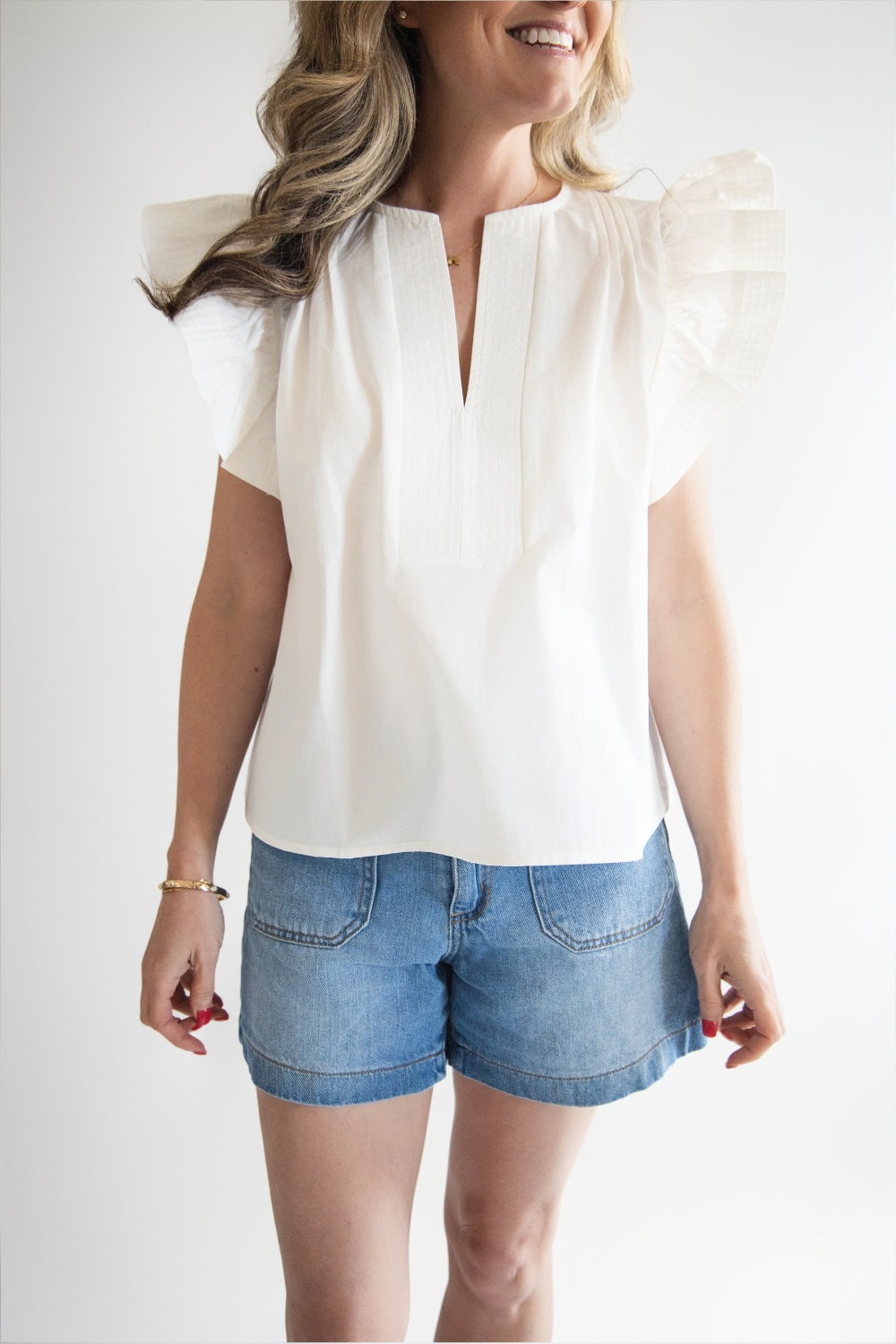 Flutter Sleeve Poplin Top