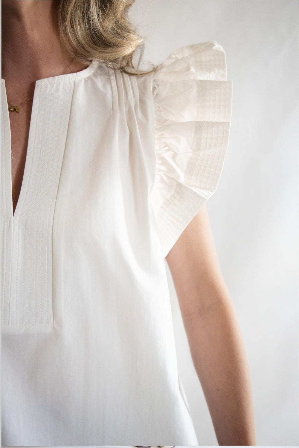 Flutter Sleeve Poplin Top