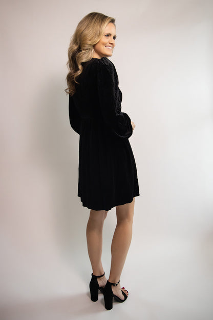 Glow Bow Velvet Mini Dress