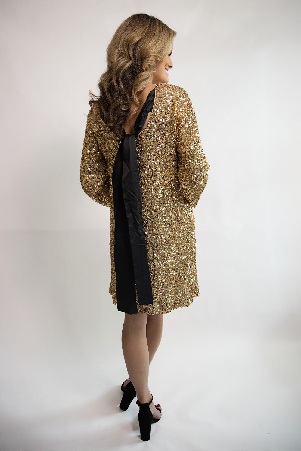 Sequin Nia Back Bow Mini Dress
