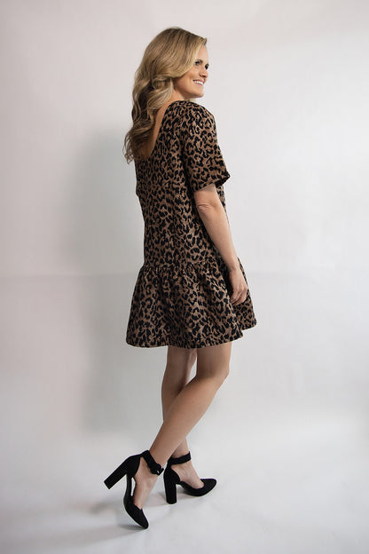 Two-way Leopard Print Ruffled Mini Dress