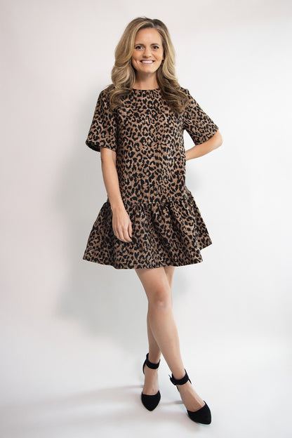 Two-way Leopard Print Ruffled Mini Dress