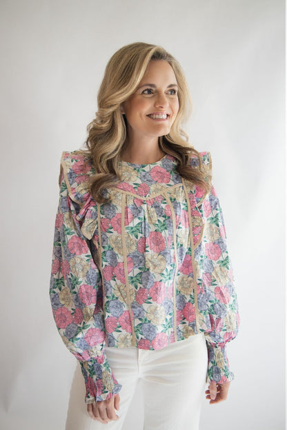 Floral Flutter Sleeve Top