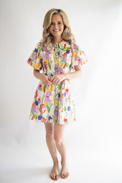 Daisy Puff Sleeve Mini Dress