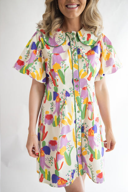 Daisy Puff Sleeve Mini Dress