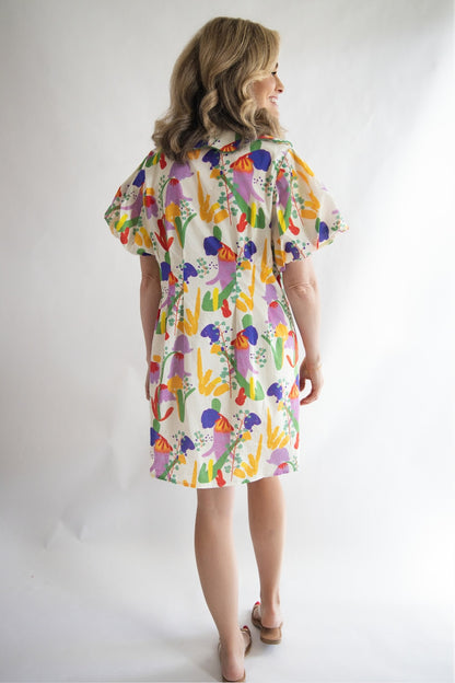 Daisy Puff Sleeve Mini Dress