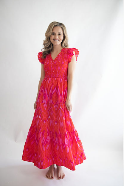 Floral Sunfire Smocked Bodice Dress