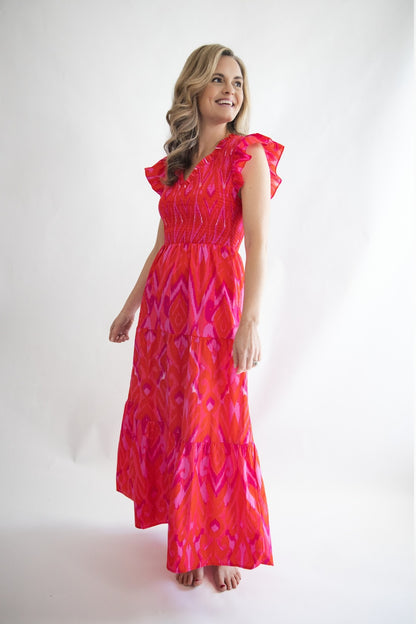 Floral Sunfire Smocked Bodice Dress