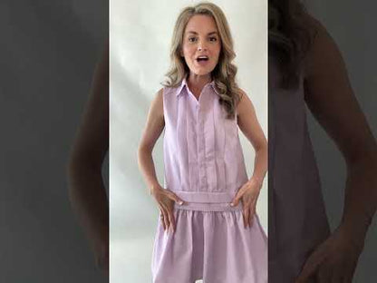 Sleeveless Dropped Waist Shirt Dress