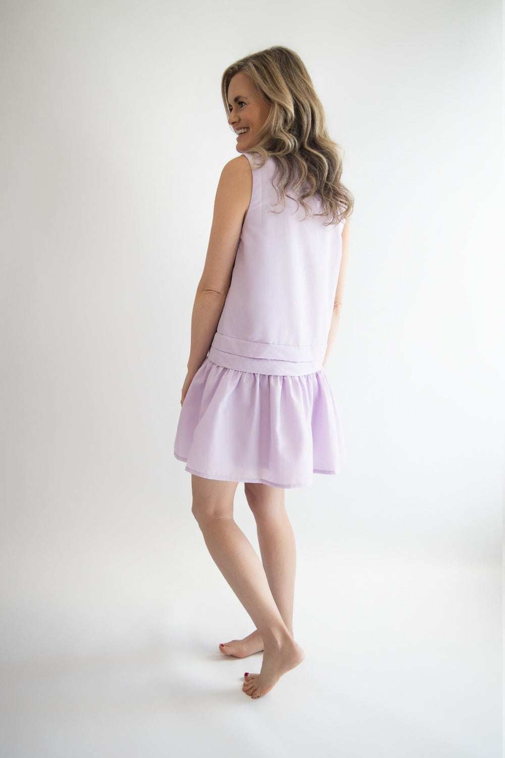 Sleeveless Dropped Waist Shirt Dress