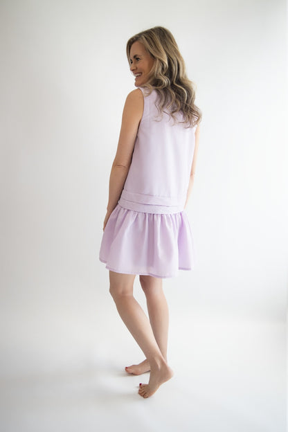 Sleeveless Dropped Waist Shirt Dress