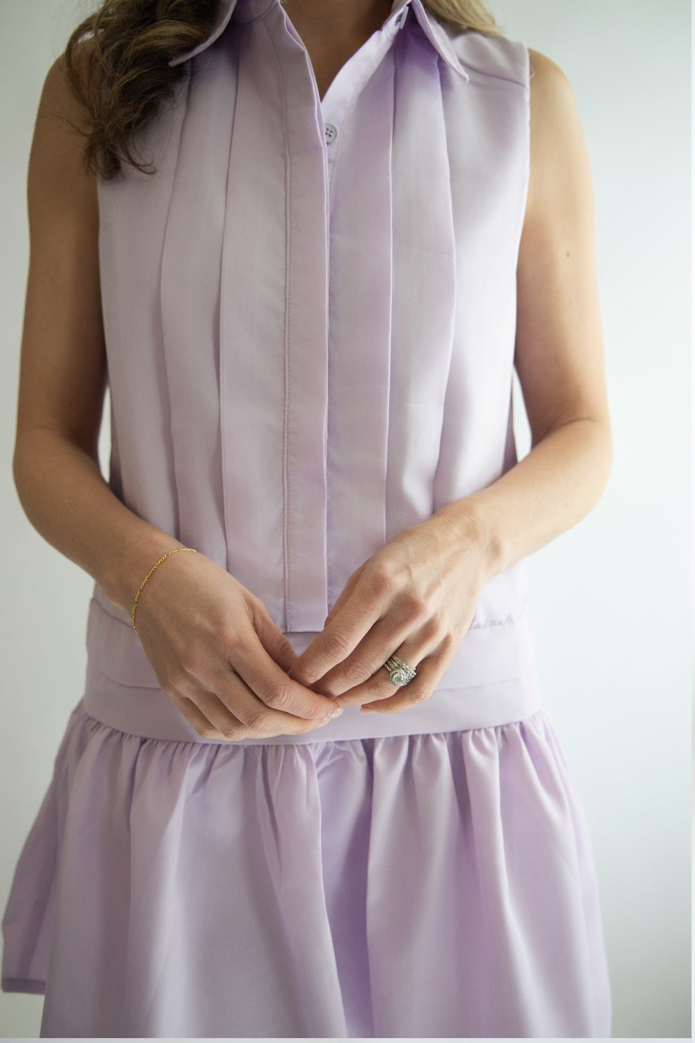 Sleeveless Dropped Waist Shirt Dress